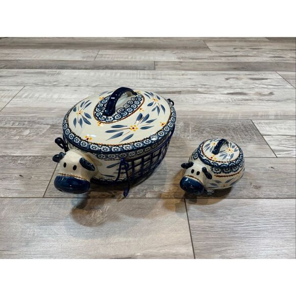 Temptations Old World Blue Cow 2.5 Qt Casserole dish & Mini Baker - Picture 1 of 16
